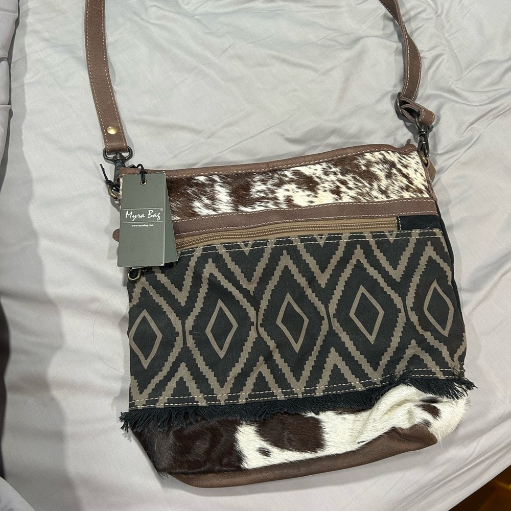 Brown and black Myra cowhide purse